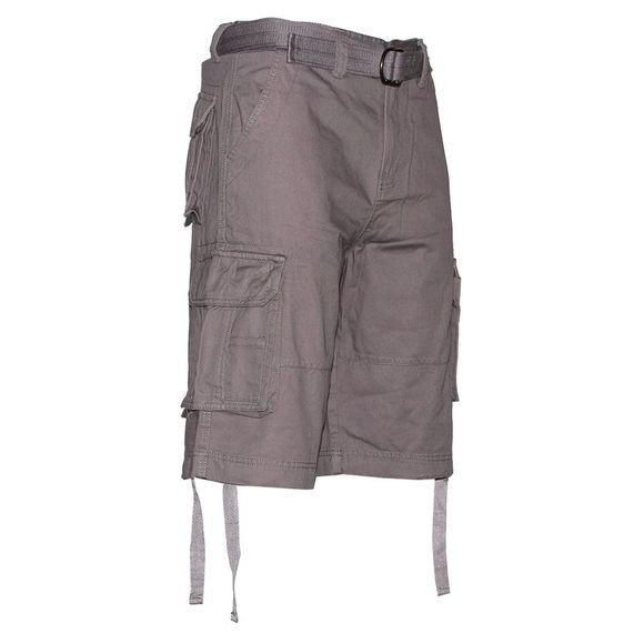 Men's Cargo Shorts Pocket Lightweight Cotton Belted Cargo Shorts Grey - Picture 2 of 3